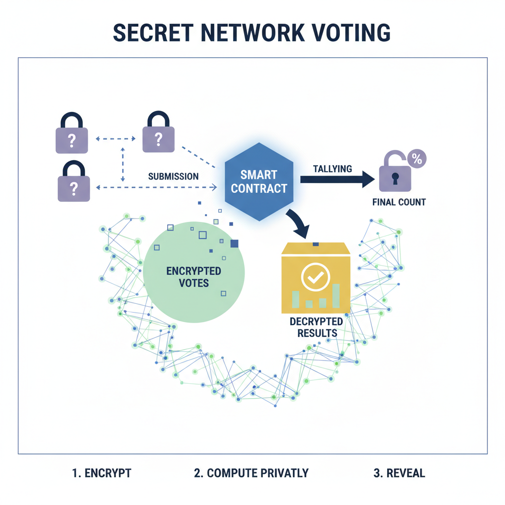 secret network smart contract tallying encrypted votes, abstract data flow, privacy graphs