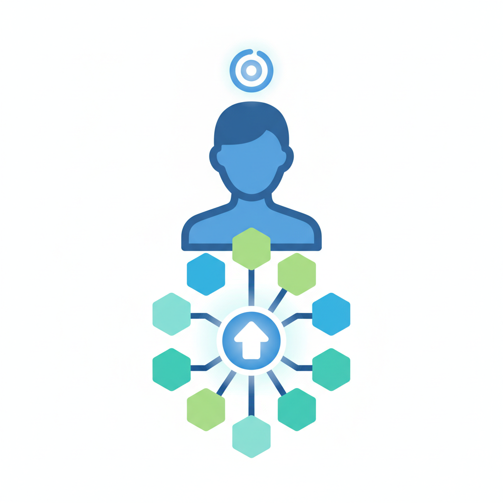 abstract user icon specifying intent on unified blockchain network