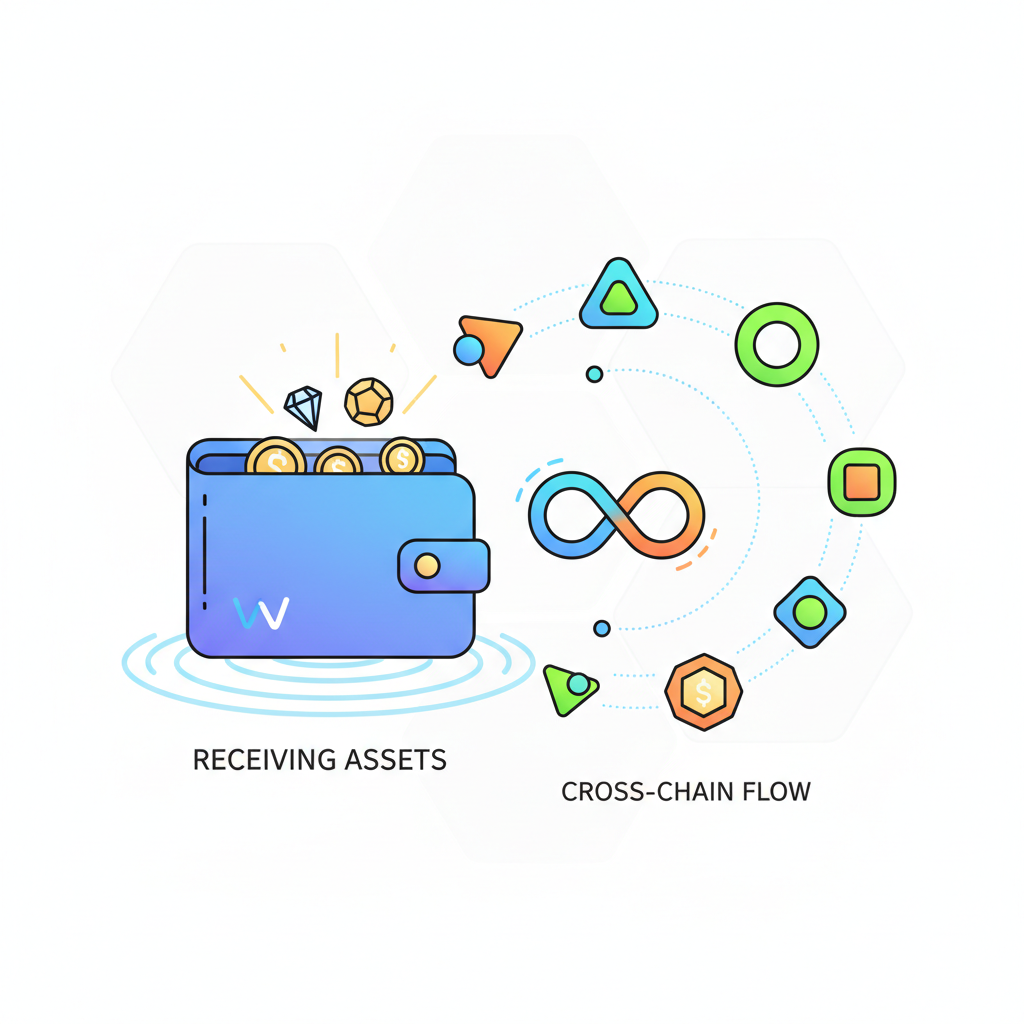 wallet receiving glowing assets from cross-chain flow