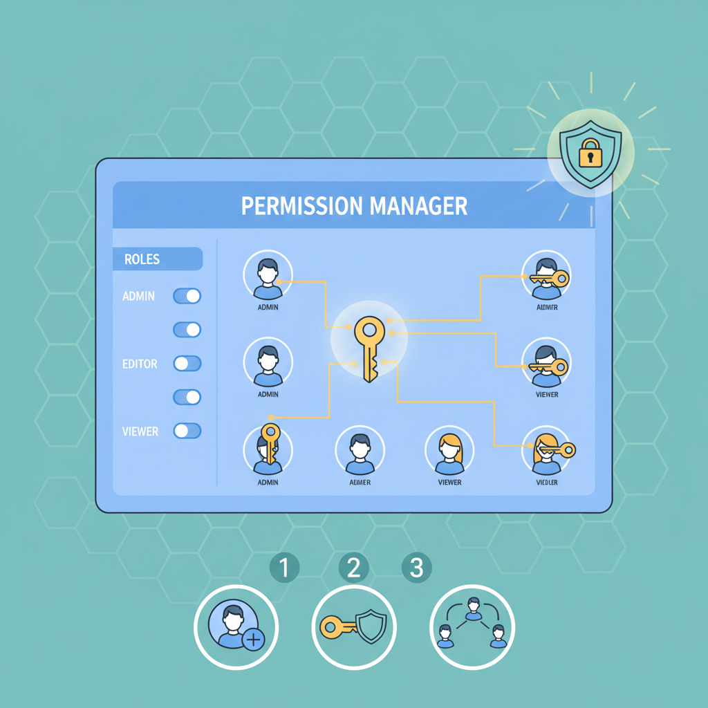 User permission assignment dashboard, keys distributing to avatars, secure network