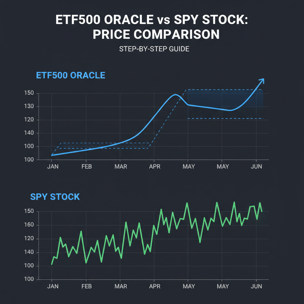 Price chart comparing ETF500 oracle to SPY stock, dual graphs on dark theme