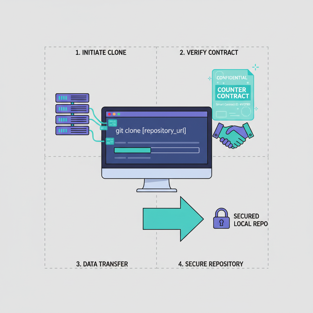 code repository cloning with holographic confidential counter contract