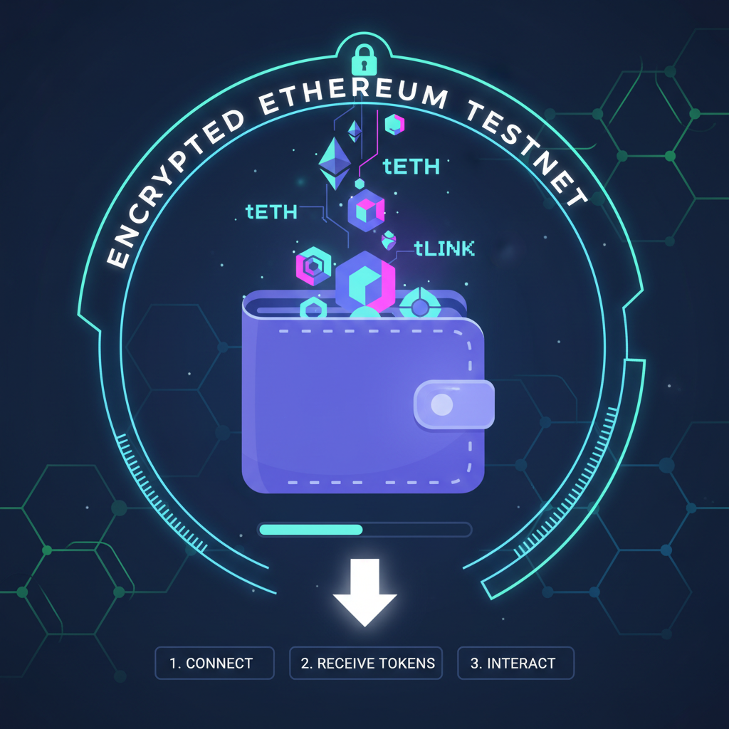 glowing wallet filling with testnet tokens on encrypted ethereum testnet