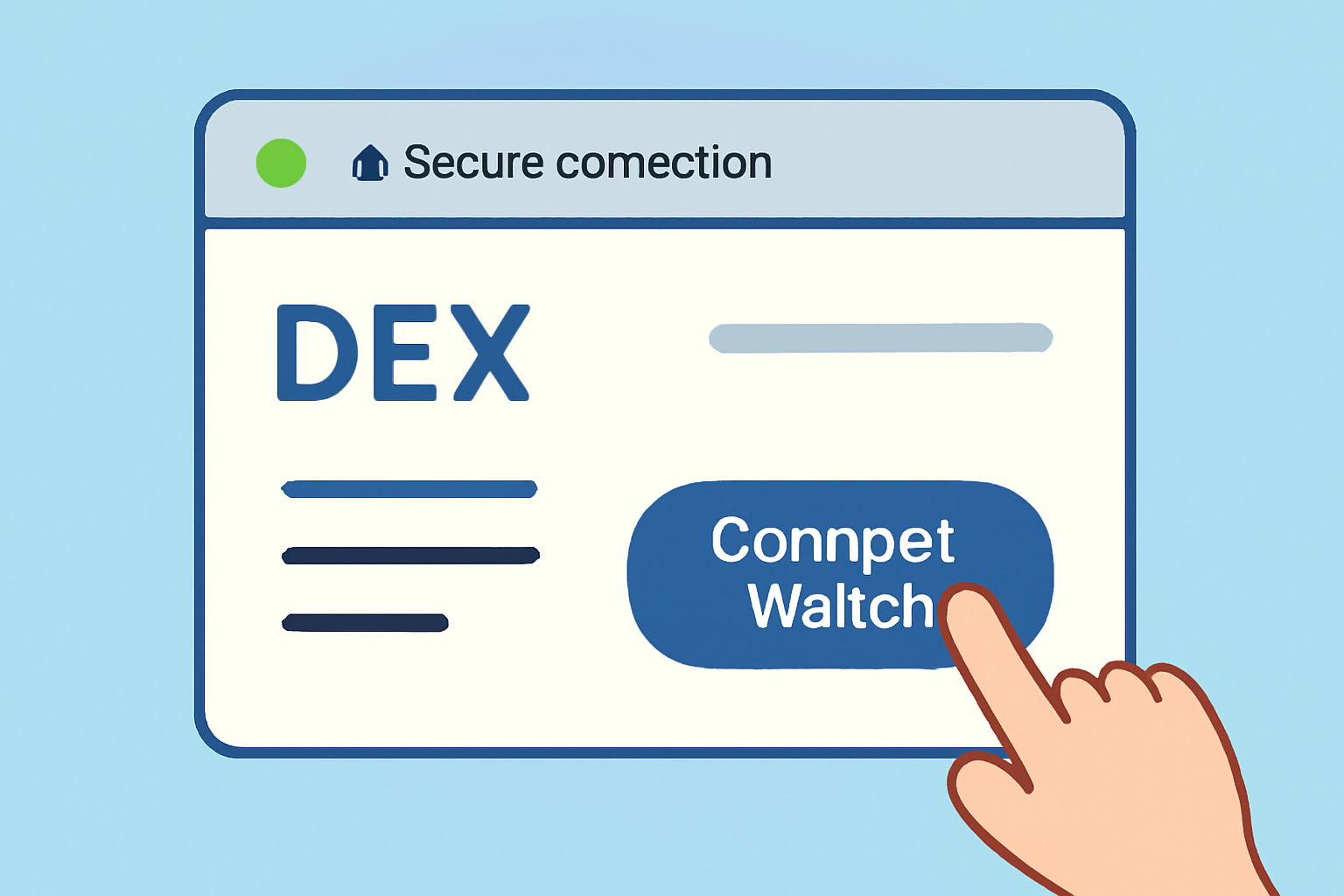 A user clicking 'Connect Wallet' on a DEX website, with a secure connection notification.