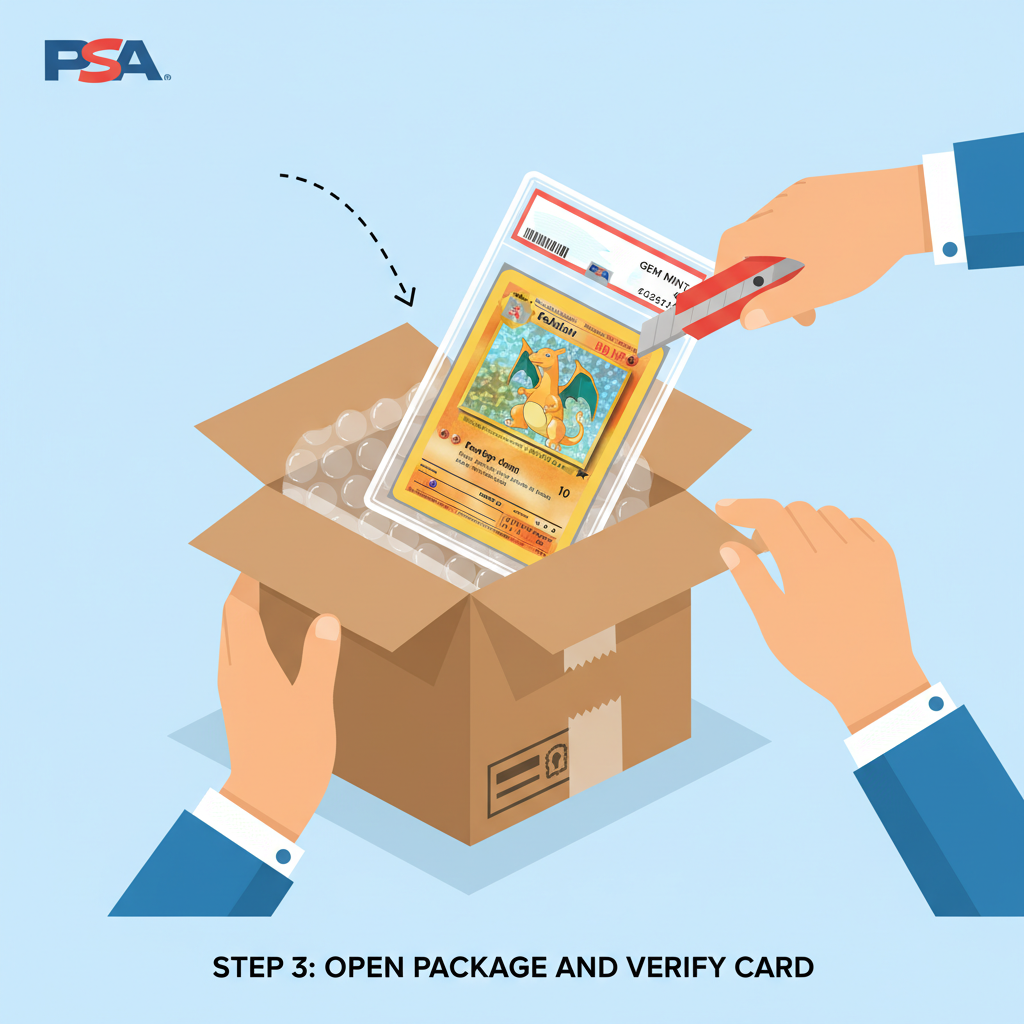 receiving shipped physical PSA graded Pokemon card slab package