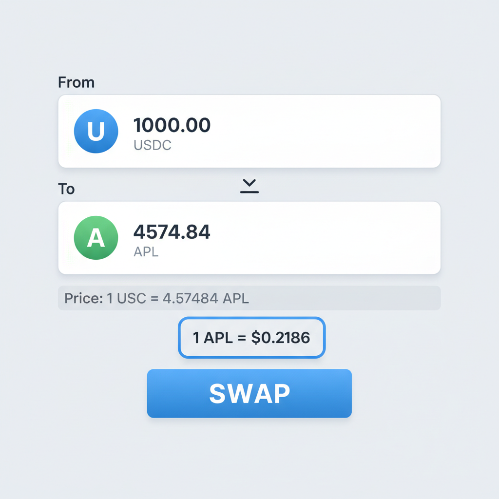 DEX swap interface USDC to APL, price $0.2186 highlighted, swap button active