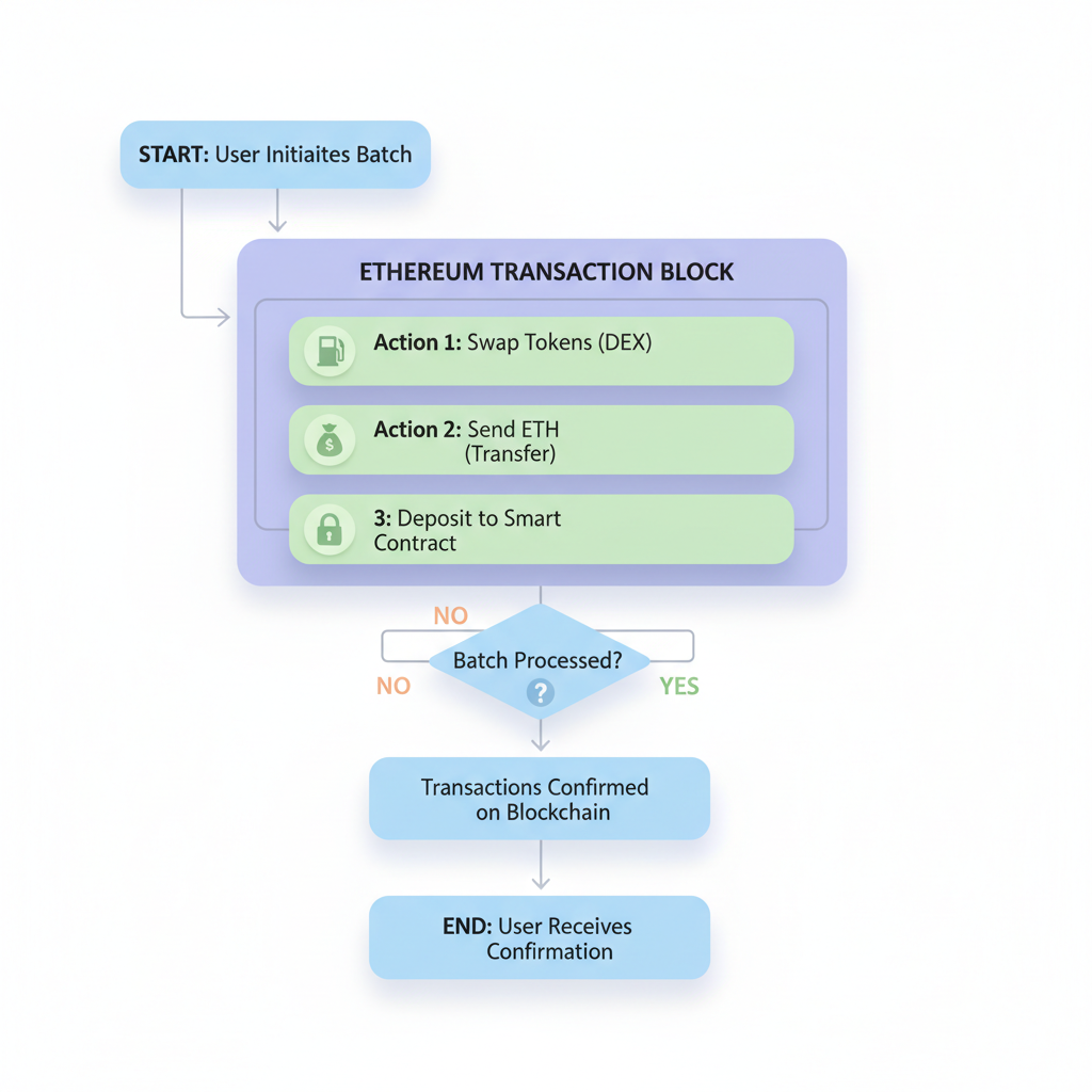 batch ethereum transactions flowchart, multiple actions in one block