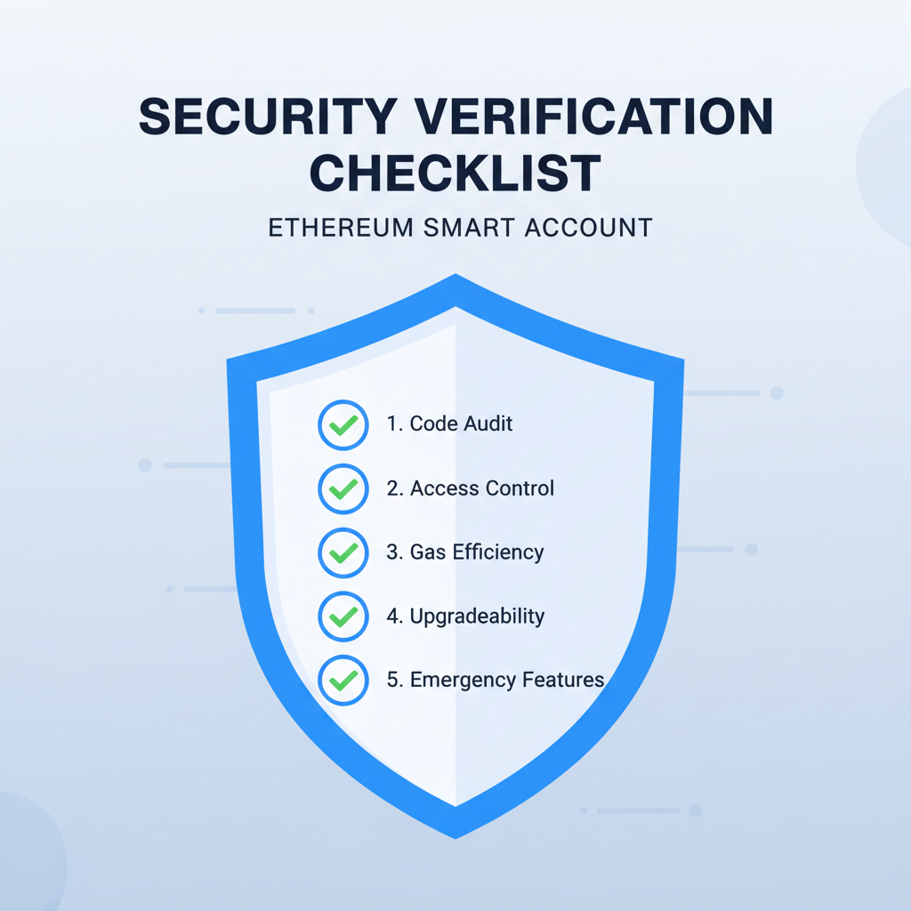 security verification checklist for ethereum smart account, shield icon with checks