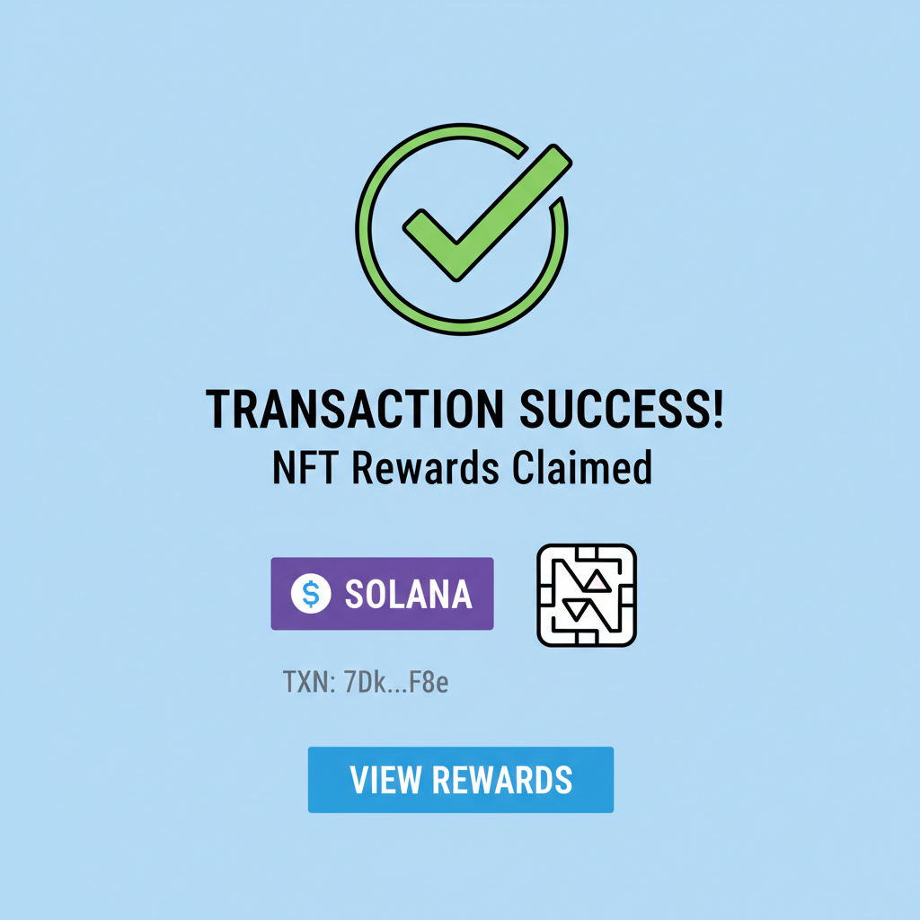 Wallet claiming Solana NFT rewards transaction success screen