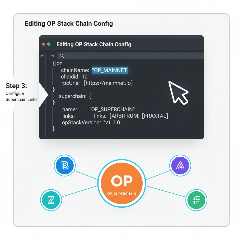 editing JSON config file for OP Stack chain, superchain icons interconnected