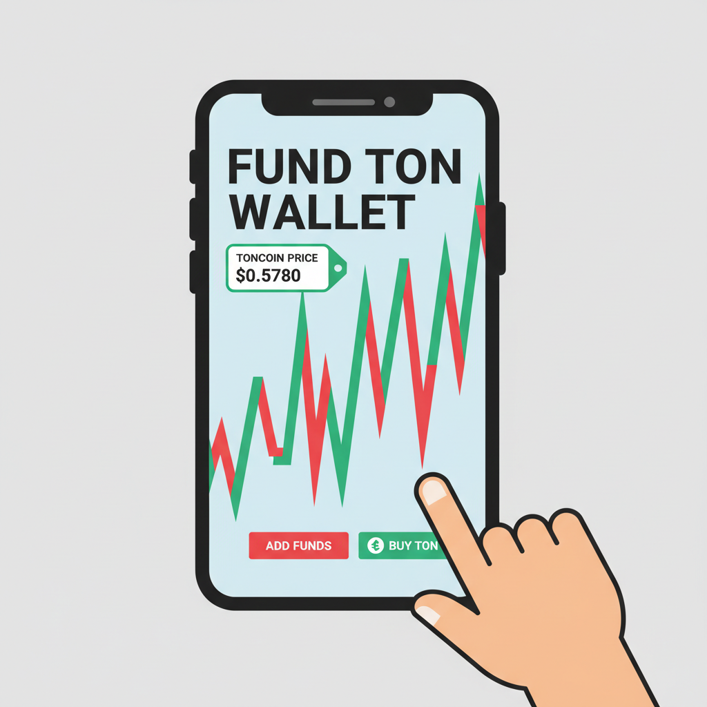 Funding TON wallet with Toncoin price $0.5780 chart aggressive red green