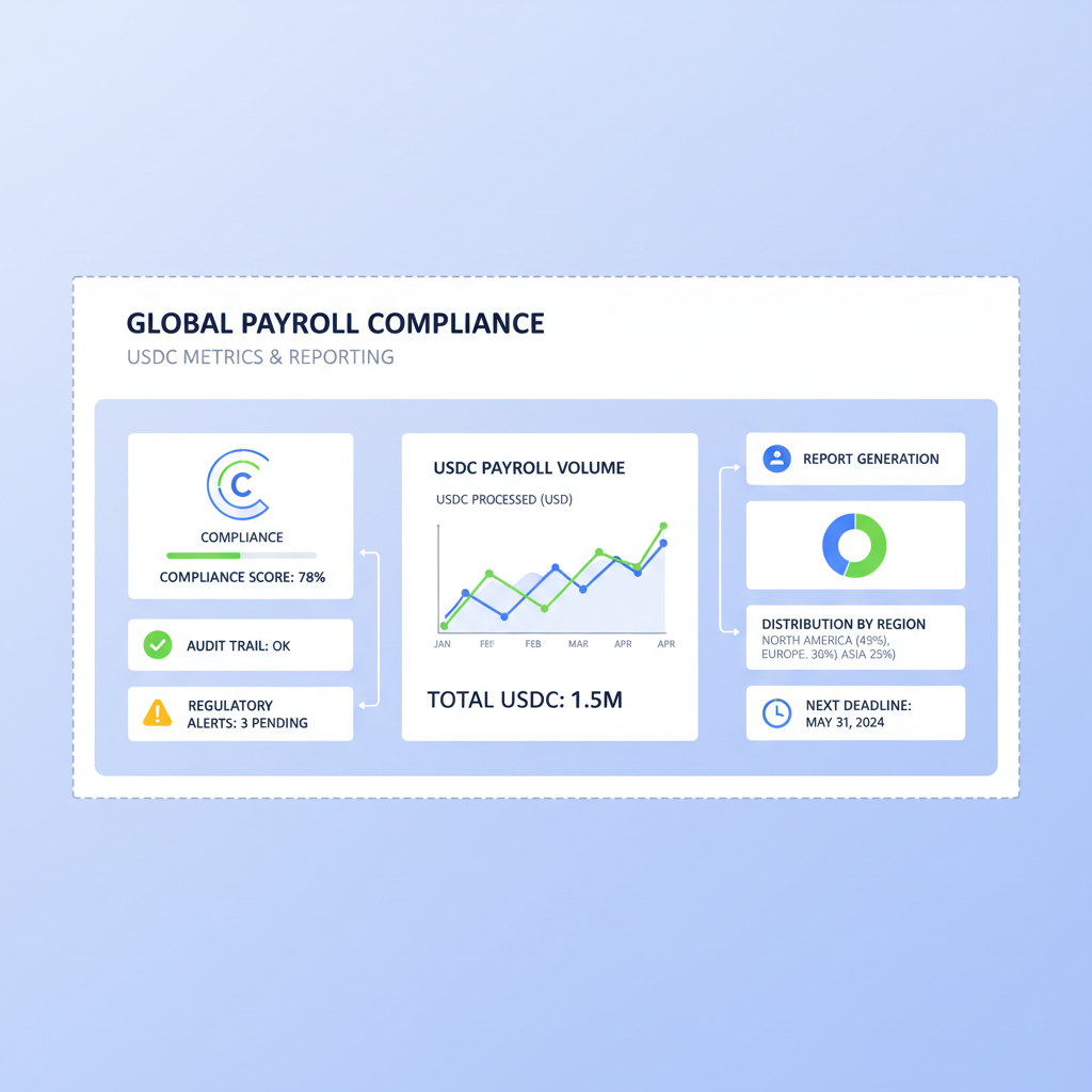 compliance dashboard monitoring USDC payroll metrics and reports