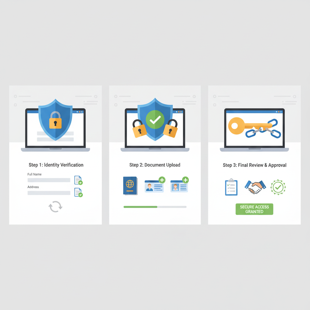 digital form for contractor KYC onboarding with secure locks and documents