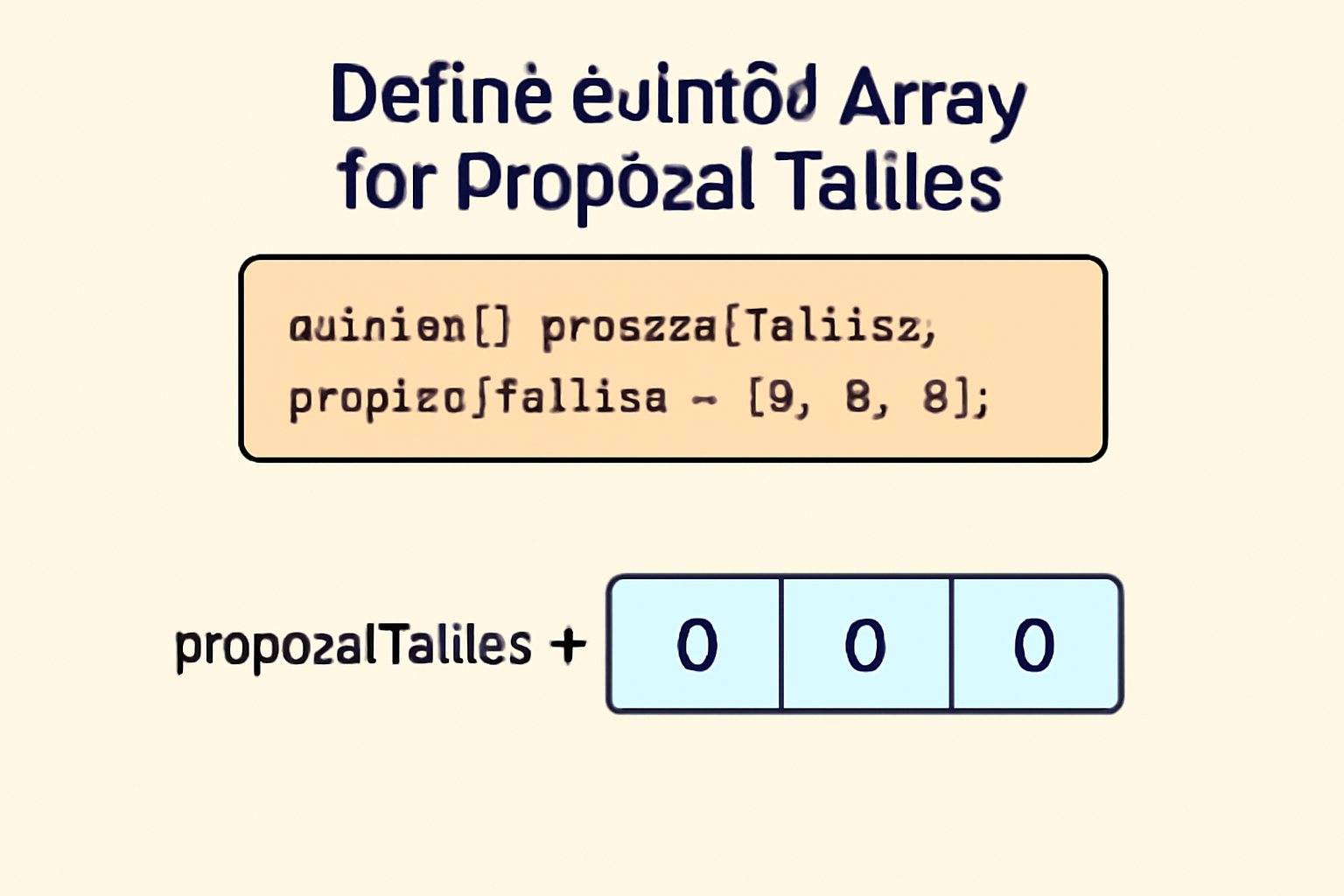 Solidity code defining euint64 array for proposal tallies, array initialization diagram