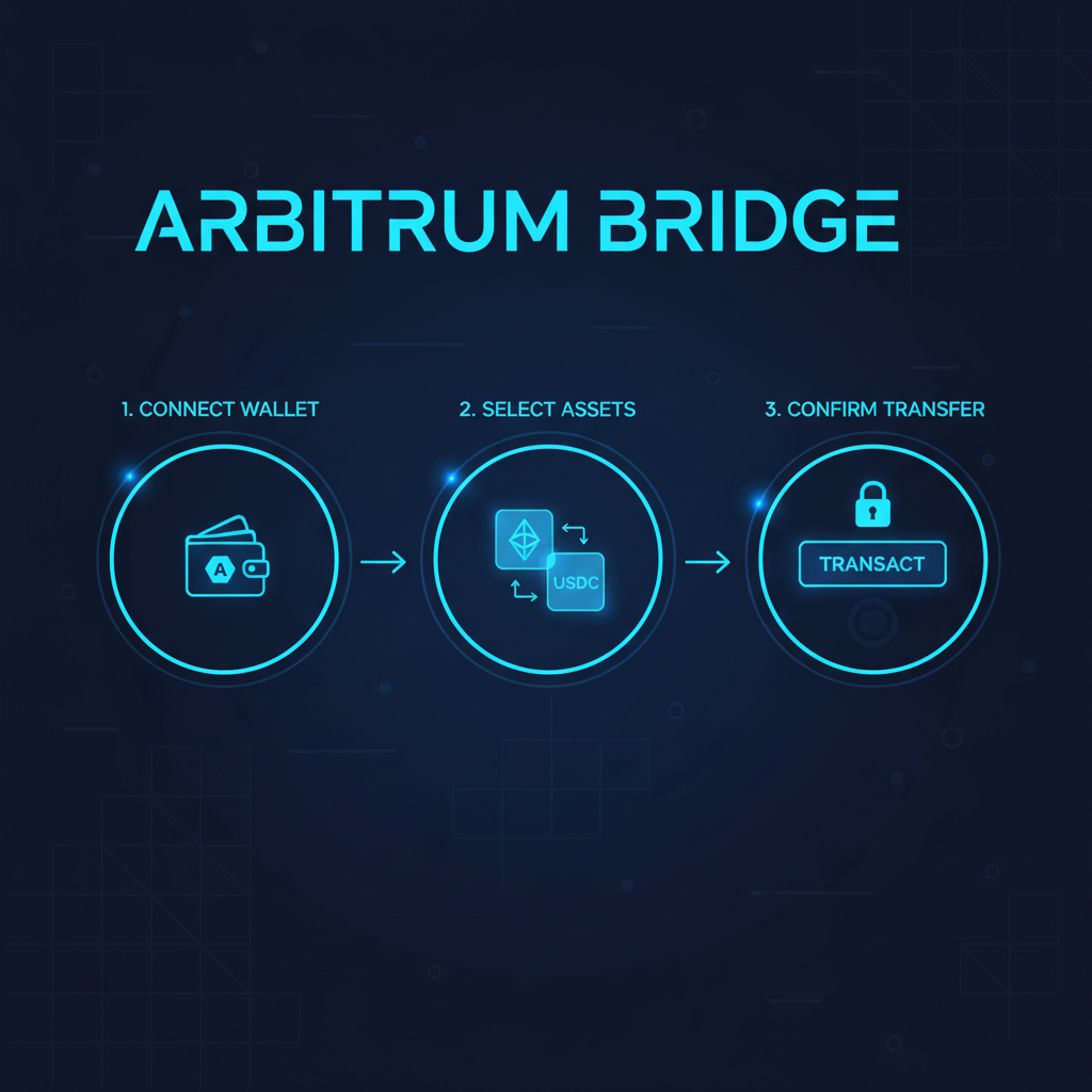 sleek wallet interface connecting to Arbitrum blockchain network, neon blue tones, futuristic UI