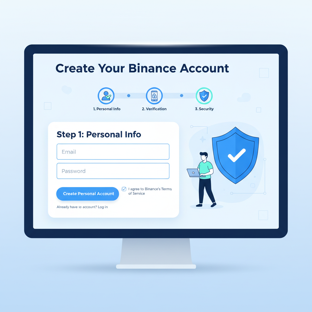 Binance account signup page modern UI blue theme