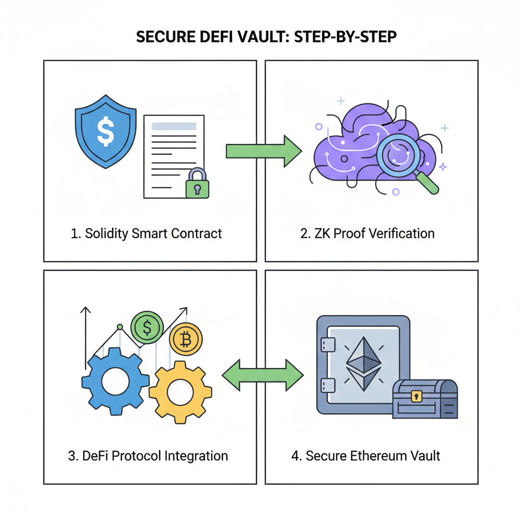 solidity smart contract verifier zk proofs defi integration, secure vault ethereum