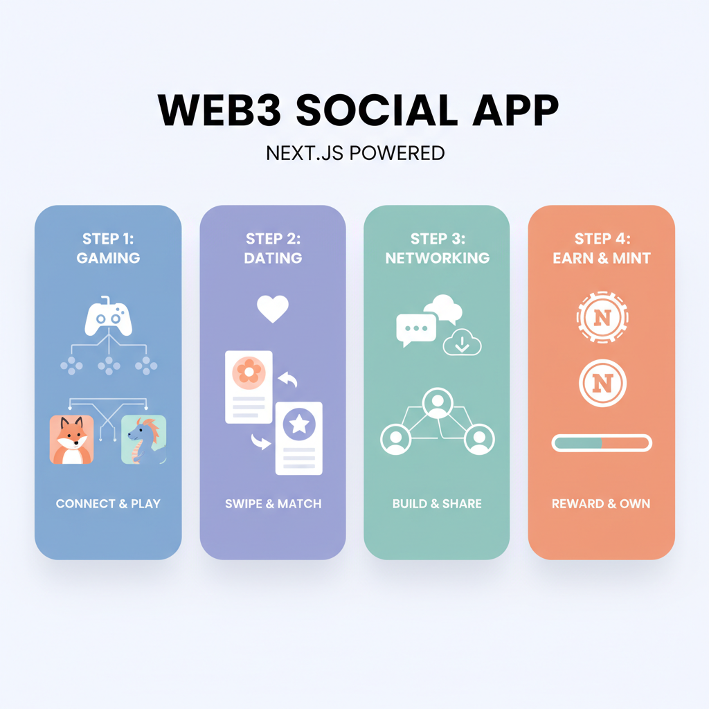 sleek nextjs web3 social app UI gaming dating networking