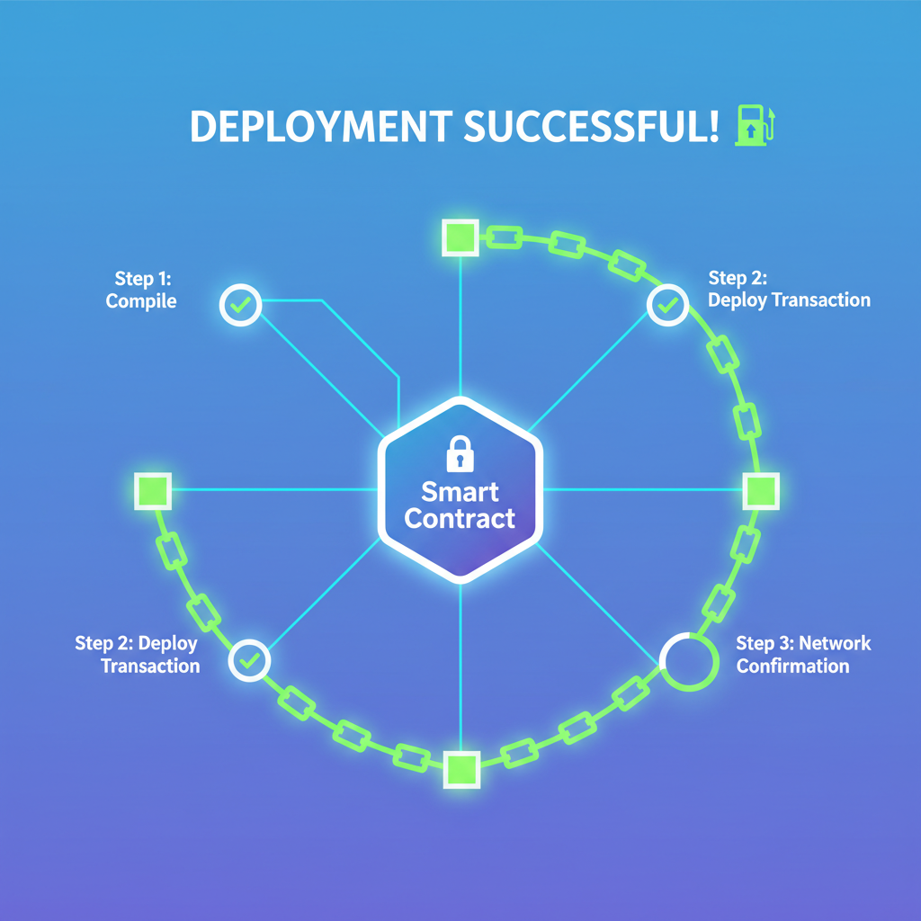 smart contract deployment animation with blockchain links forming