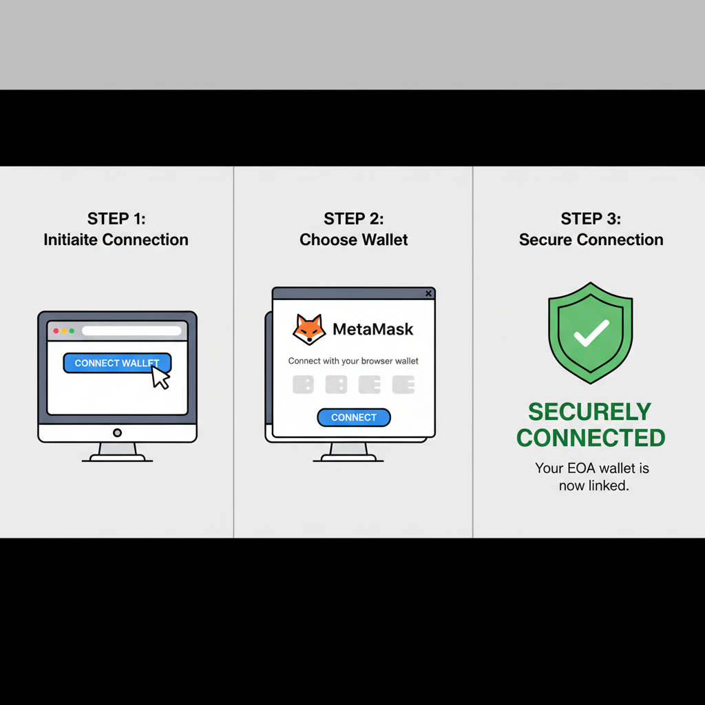 user connecting EOA wallet popup, metamask integration, secure connection screen