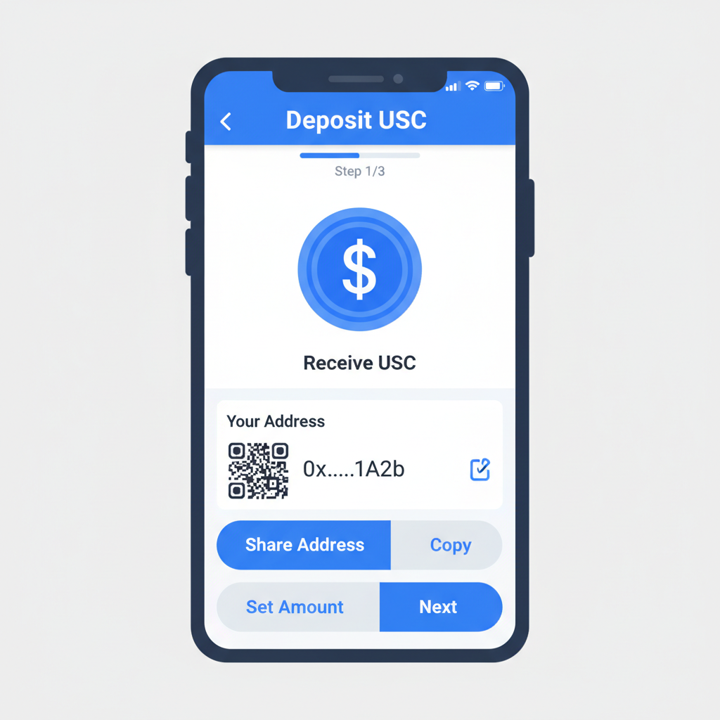 Trust Wallet screen showing USDC deposit