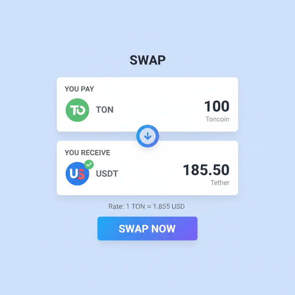 TON Wallet swap UI with USDT selected as output