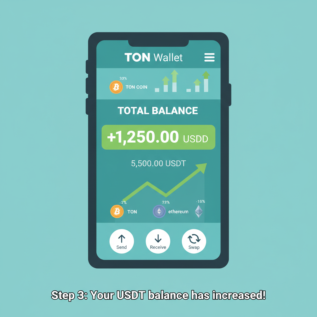 TON Wallet portfolio showing increased USDT balance