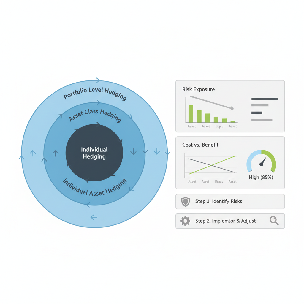 layered hedging strategy diagram with analytics dashboard