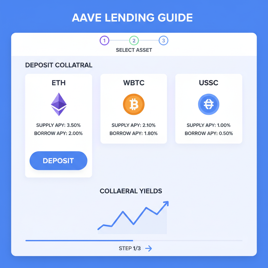 DeFi lending interface on Aave with blue-chip collateral yields