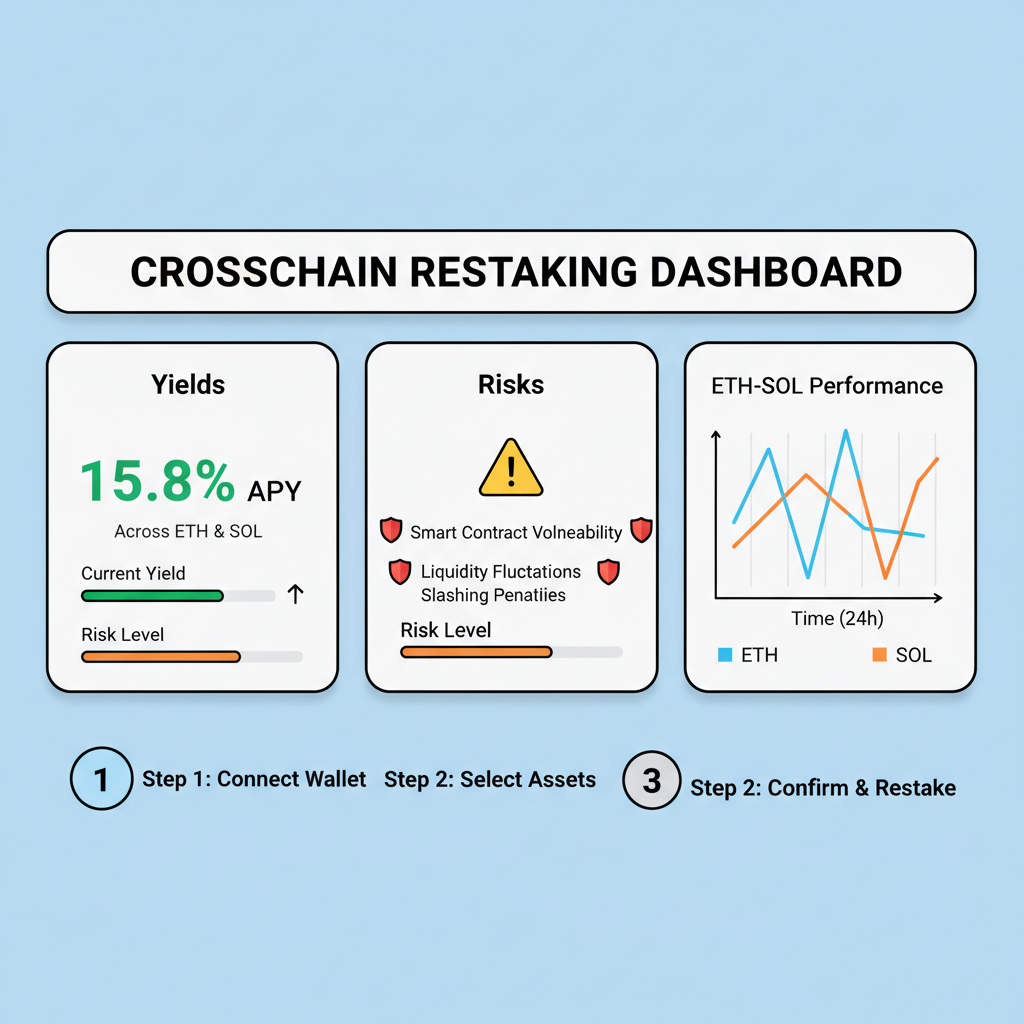 Dashboard on Crosschainrestaking.com showing yields, risks, Ethereum-Solana charts