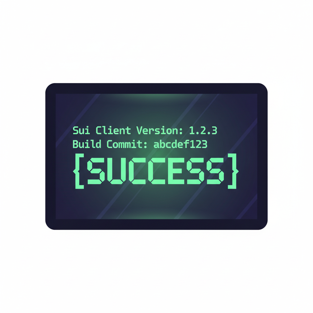 terminal screen glowing with sui version output success green text dark background
