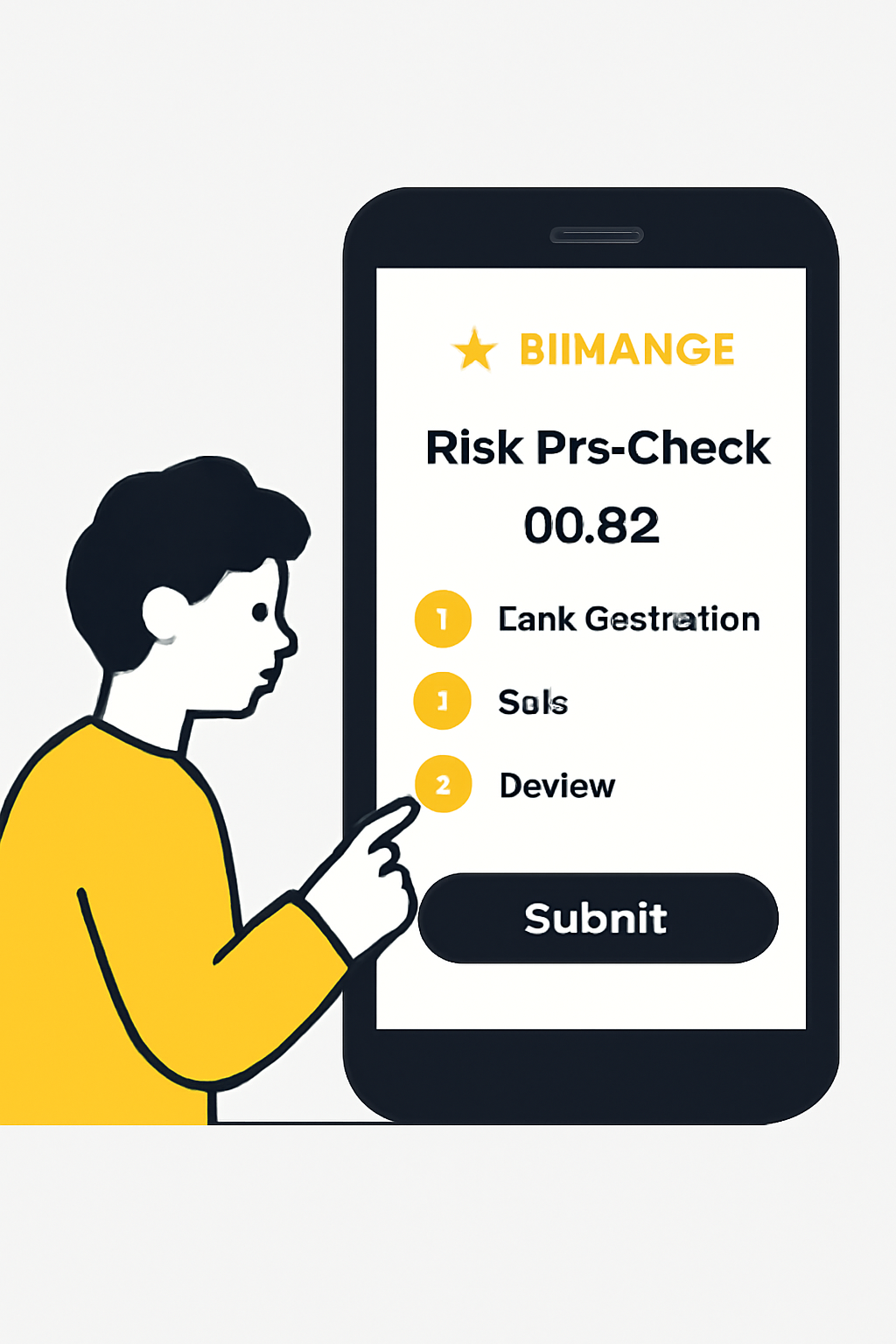 A user completing a risk pre-check verification on the Binance app, with a countdown timer and verification steps visible.