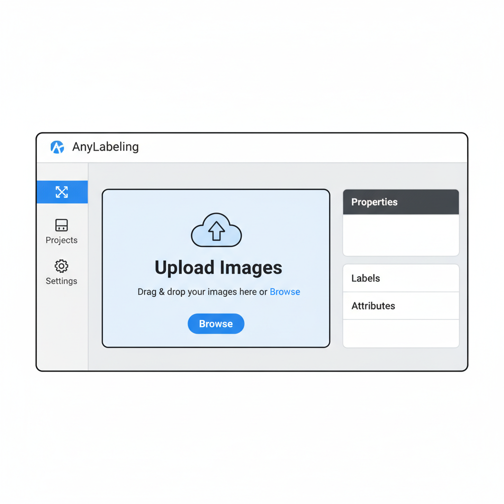 clean screenshot of AnyLabeling interface with image upload panel open