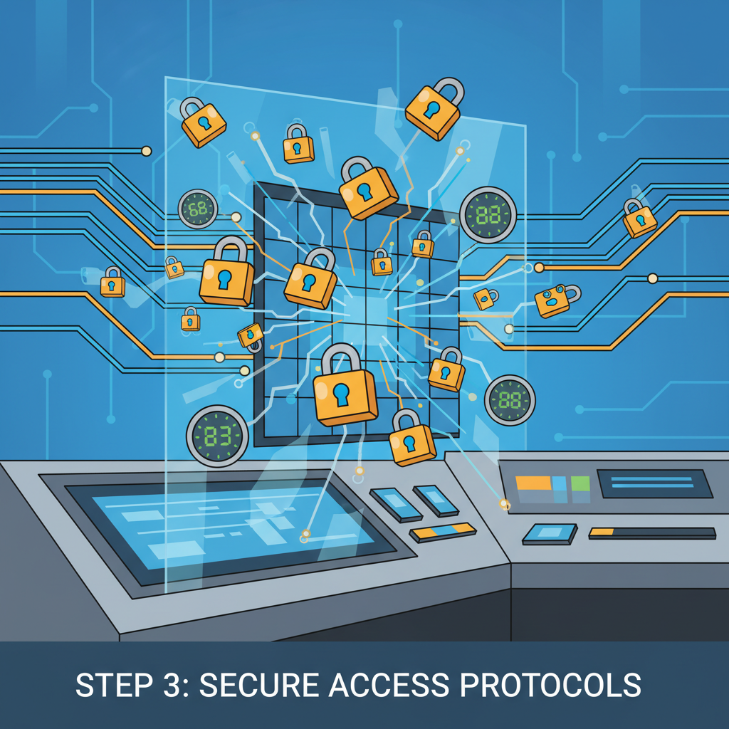 permission matrix exploding with locks and timers, futuristic control panel