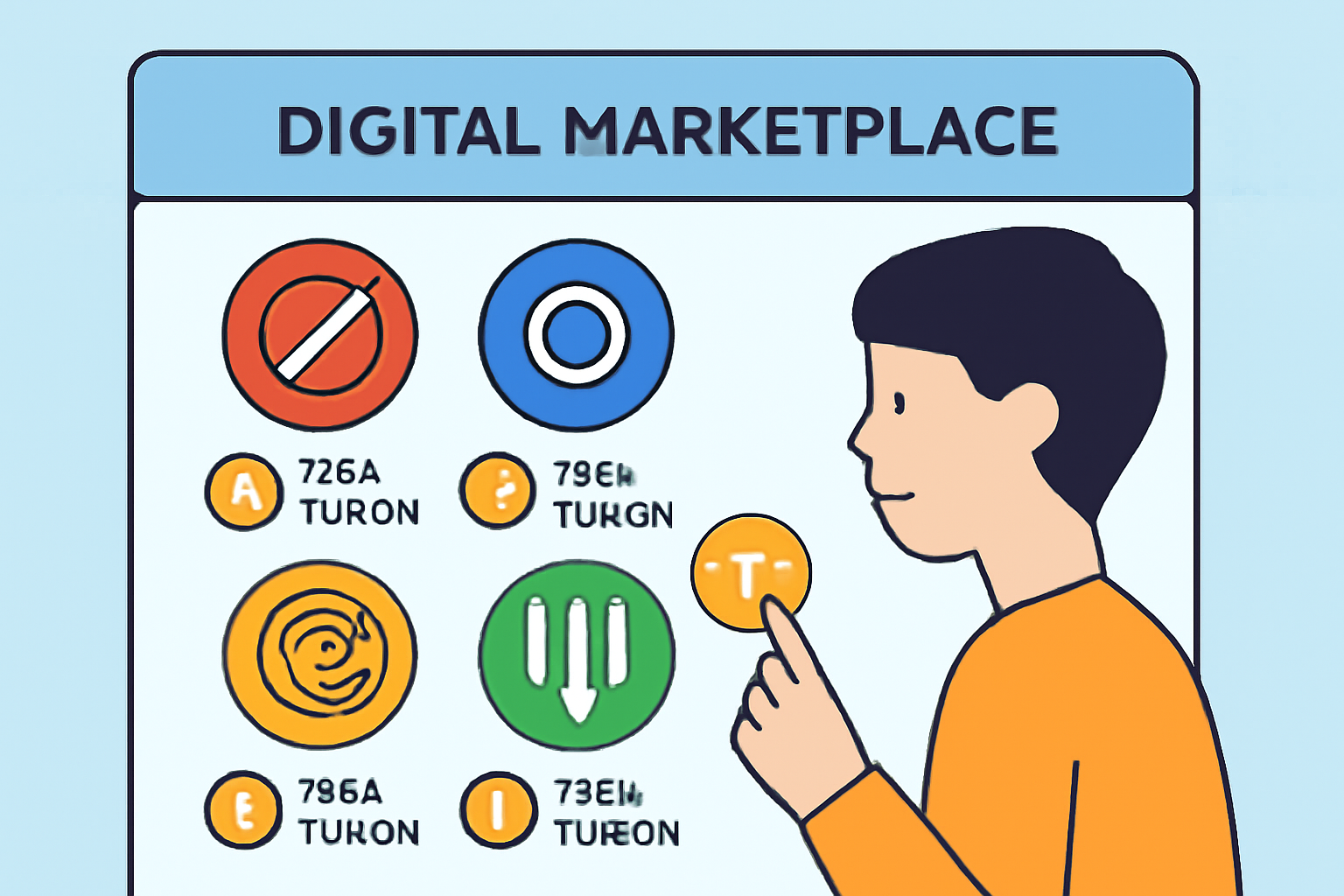 A digital marketplace with a user selecting a soccer fan token, showing club logos and token icons.