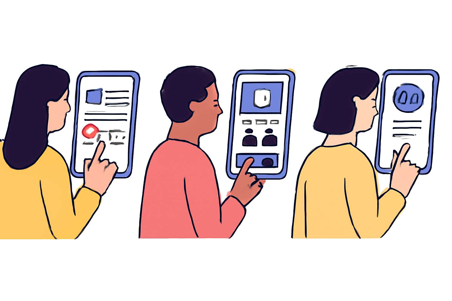 Users interacting with social media posts, joining rooms, and using on-chain features on various platform screens.