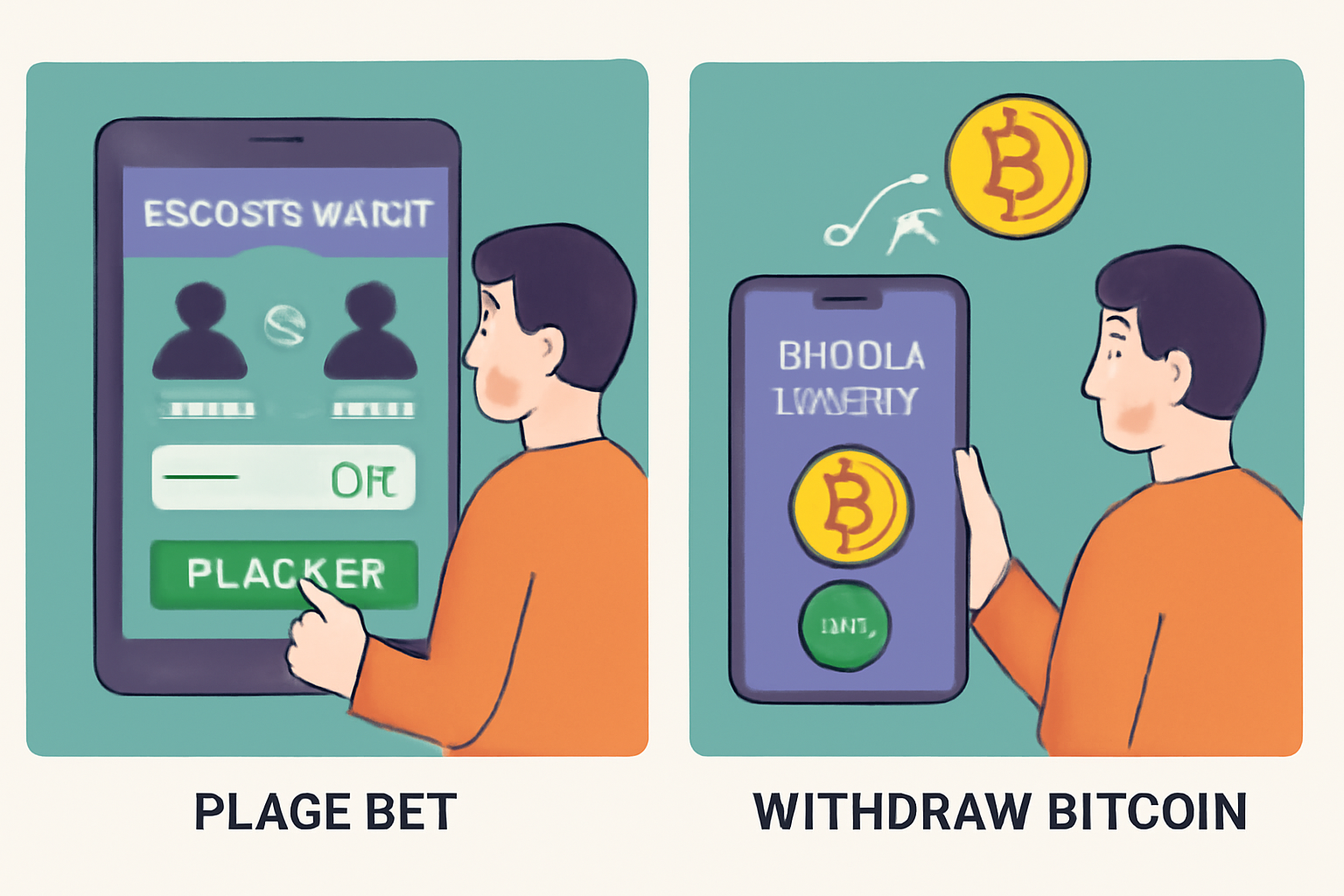 a user placing a bet on an esports match, then withdrawing Bitcoin to a digital wallet