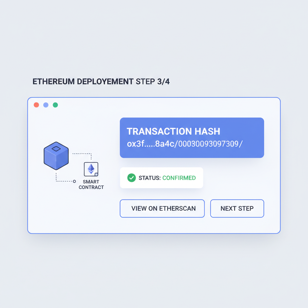 ethereum blockchain deploy contract transaction hash screen