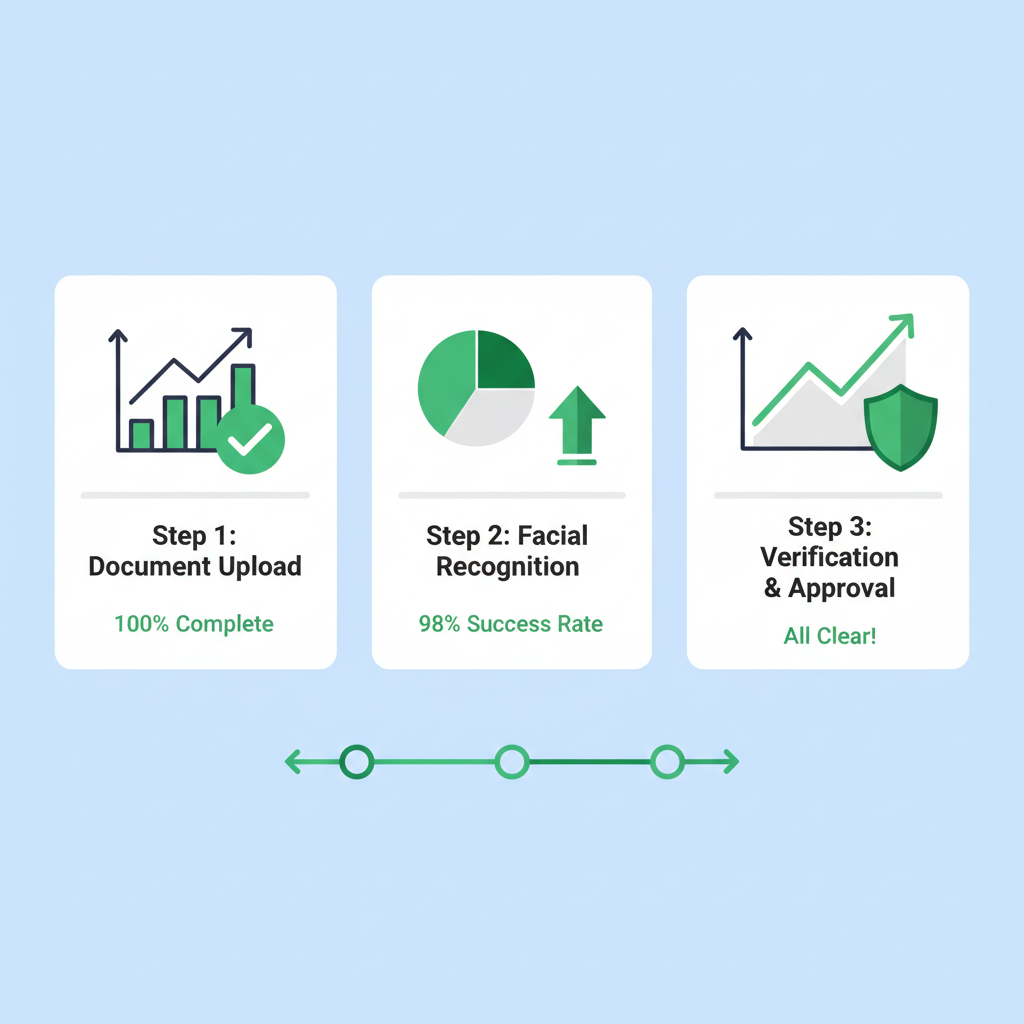 testing environment with charts showing successful KYC verifications, green success metrics