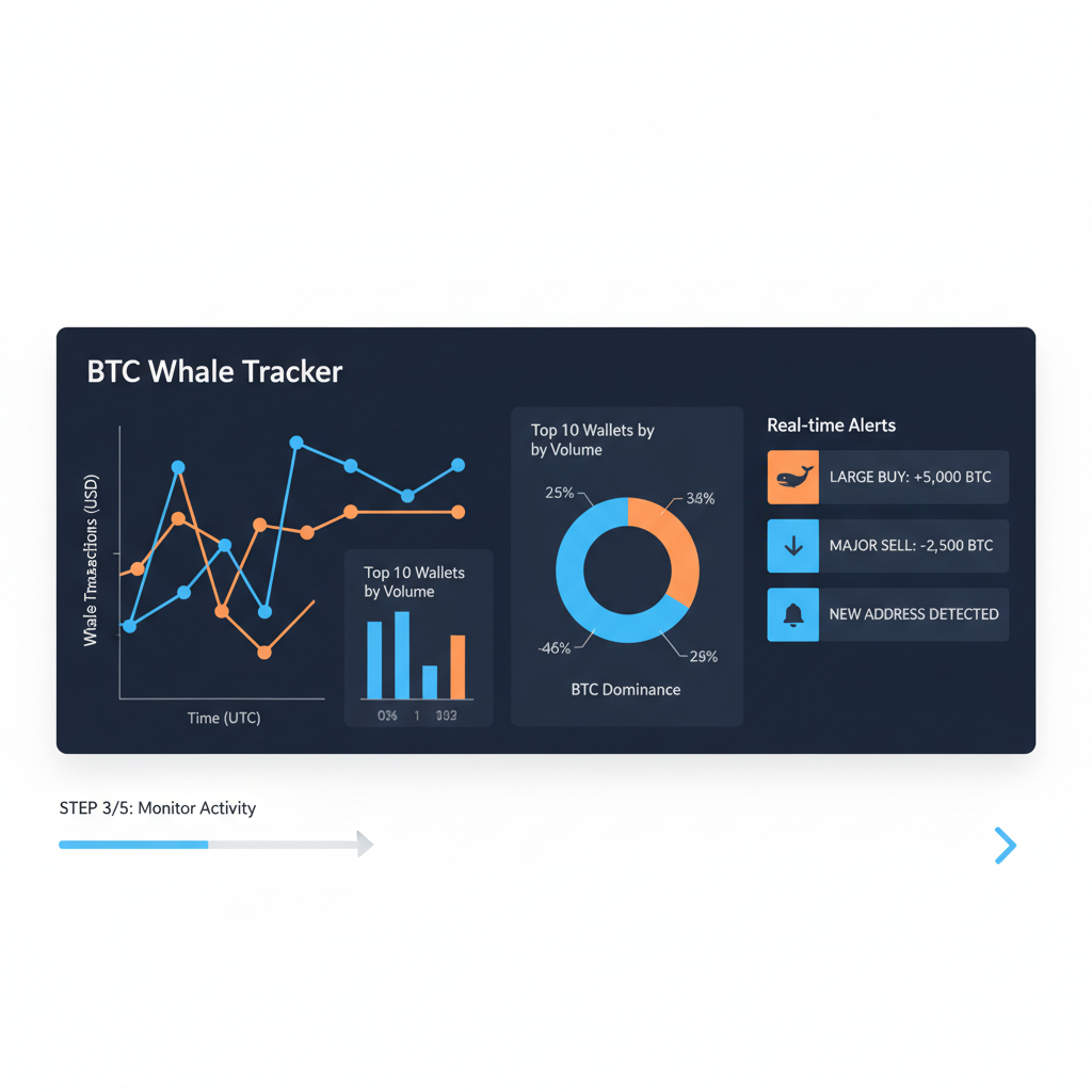 on-chain dashboard tracking BTC whale transactions, charts and alerts