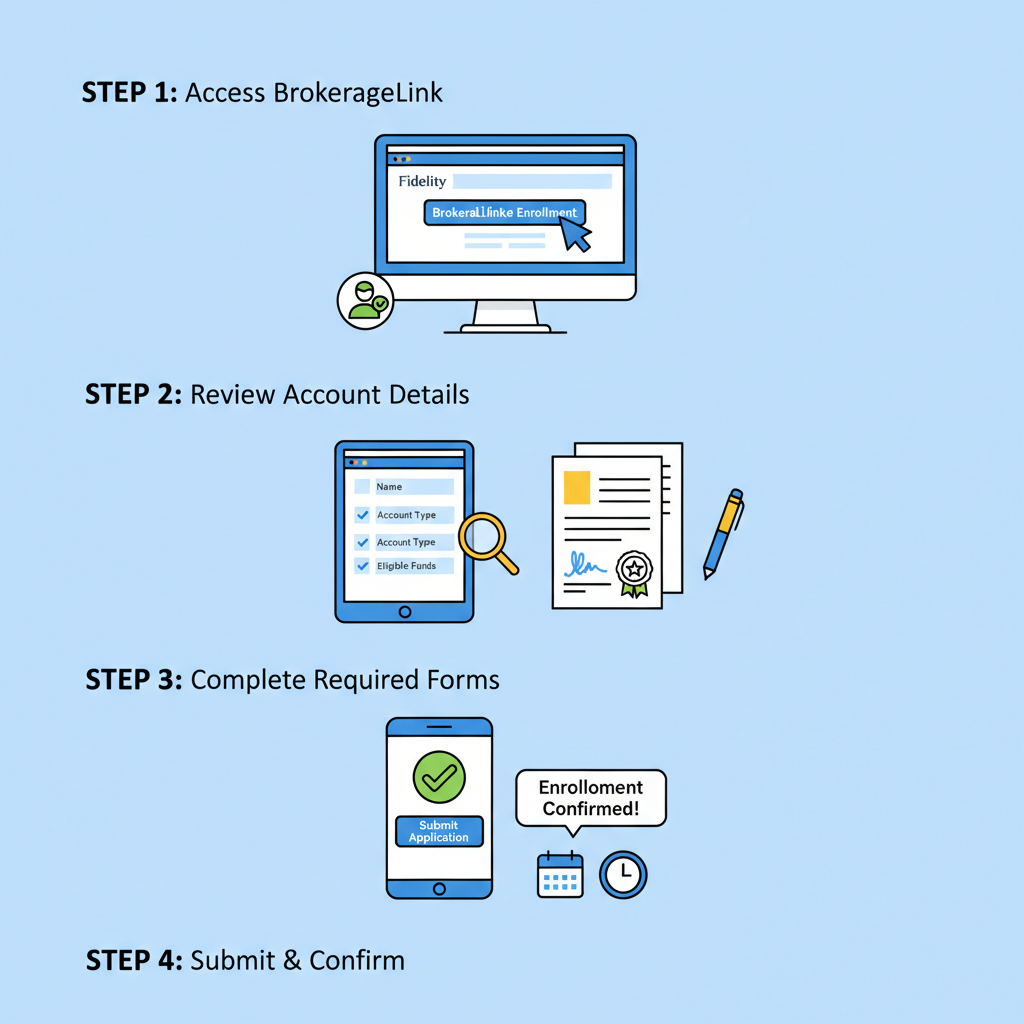 enrolling in BrokerageLink on Fidelity platform, form filling illustration