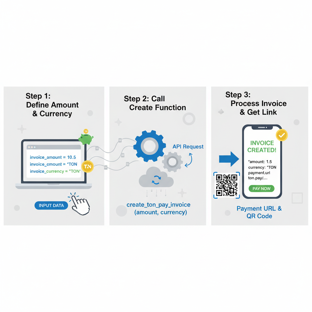 code example creating TON Pay invoice with amount and currency