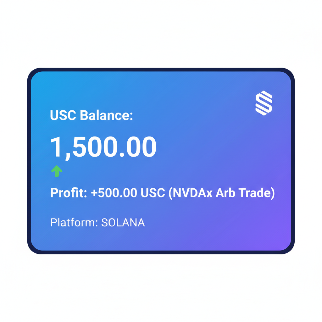 Wallet showing USDC profit after NVDAx arb trade on Solana