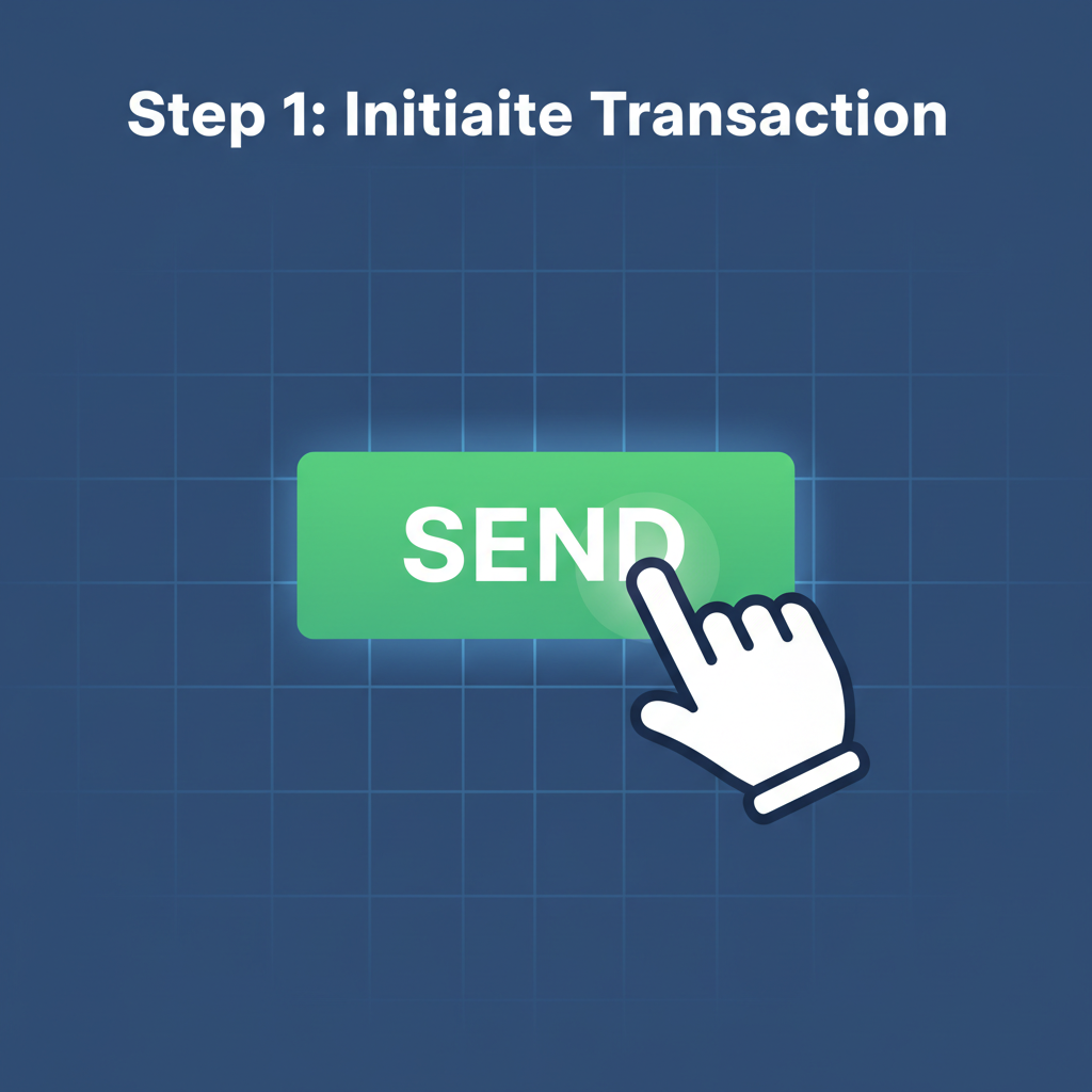 Web3 game interface executing small transaction, success notification popup, explosive particle effects