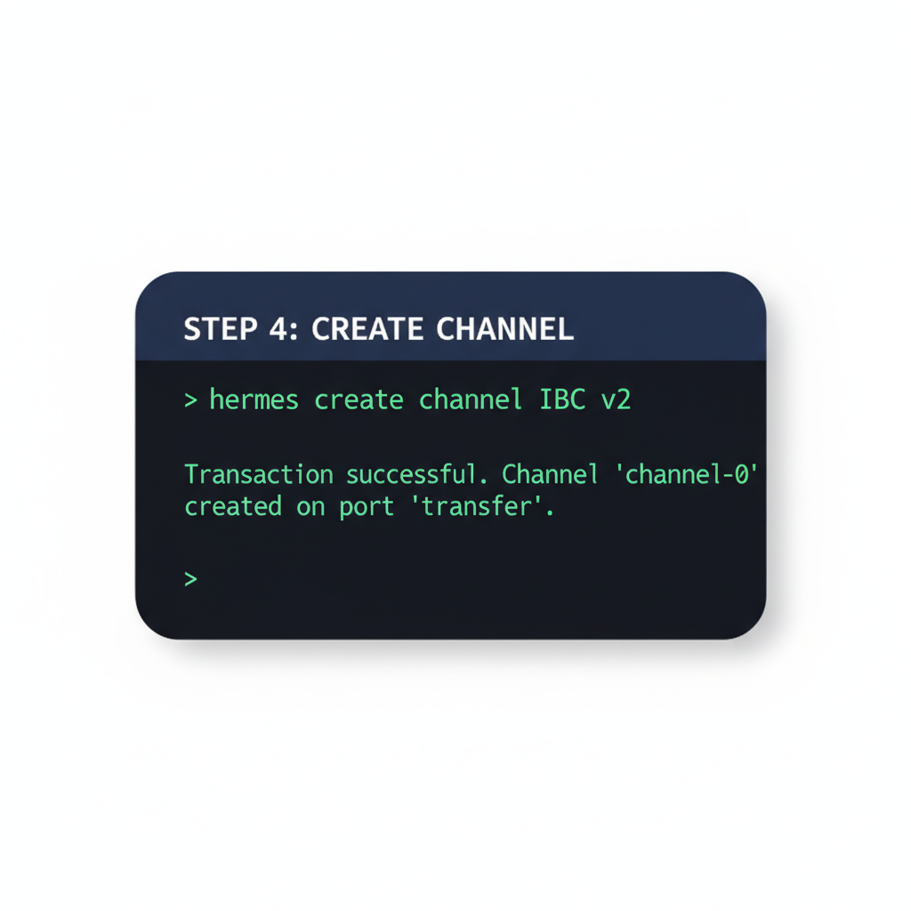 command line executing hermes create channel IBC v2