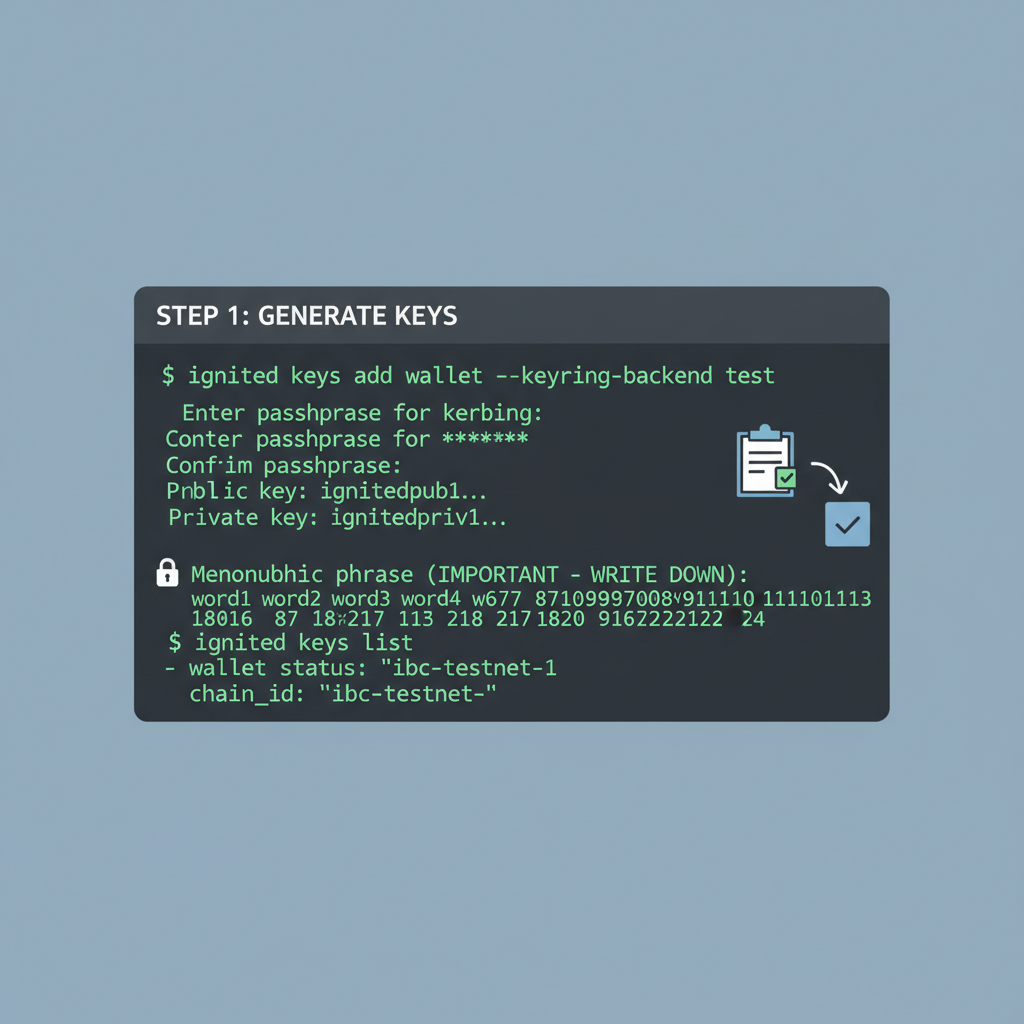 crypto wallet keys generation in terminal for IBC testnet
