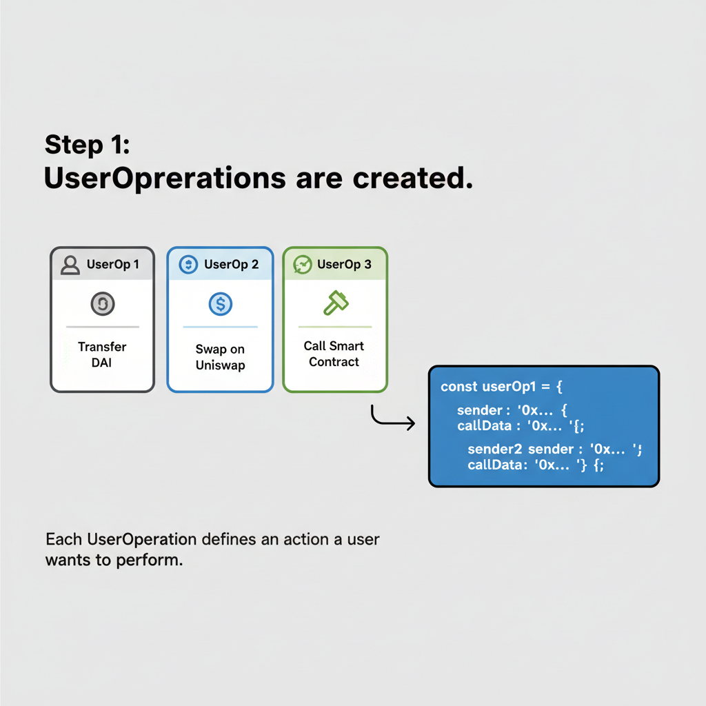 Bundling UserOperations into transaction, EntryPoint handleOps call visualization, code with ethers.js bundle submission