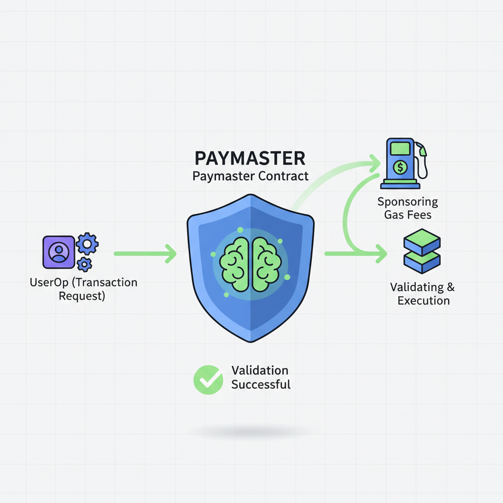 paymaster smart contract validating UserOp and sponsoring gas fees