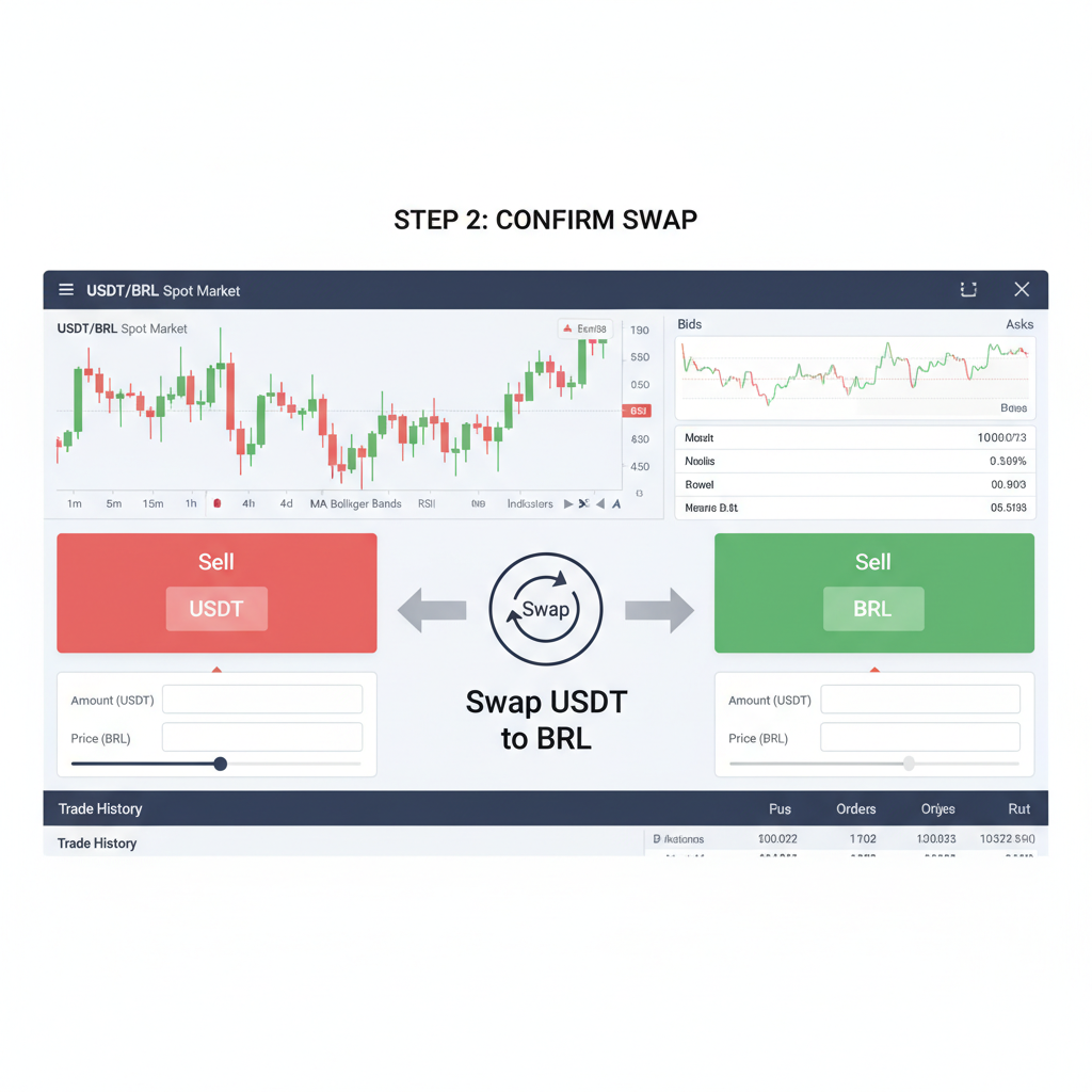 exchange trading interface swapping USDT to BRL spot market chart