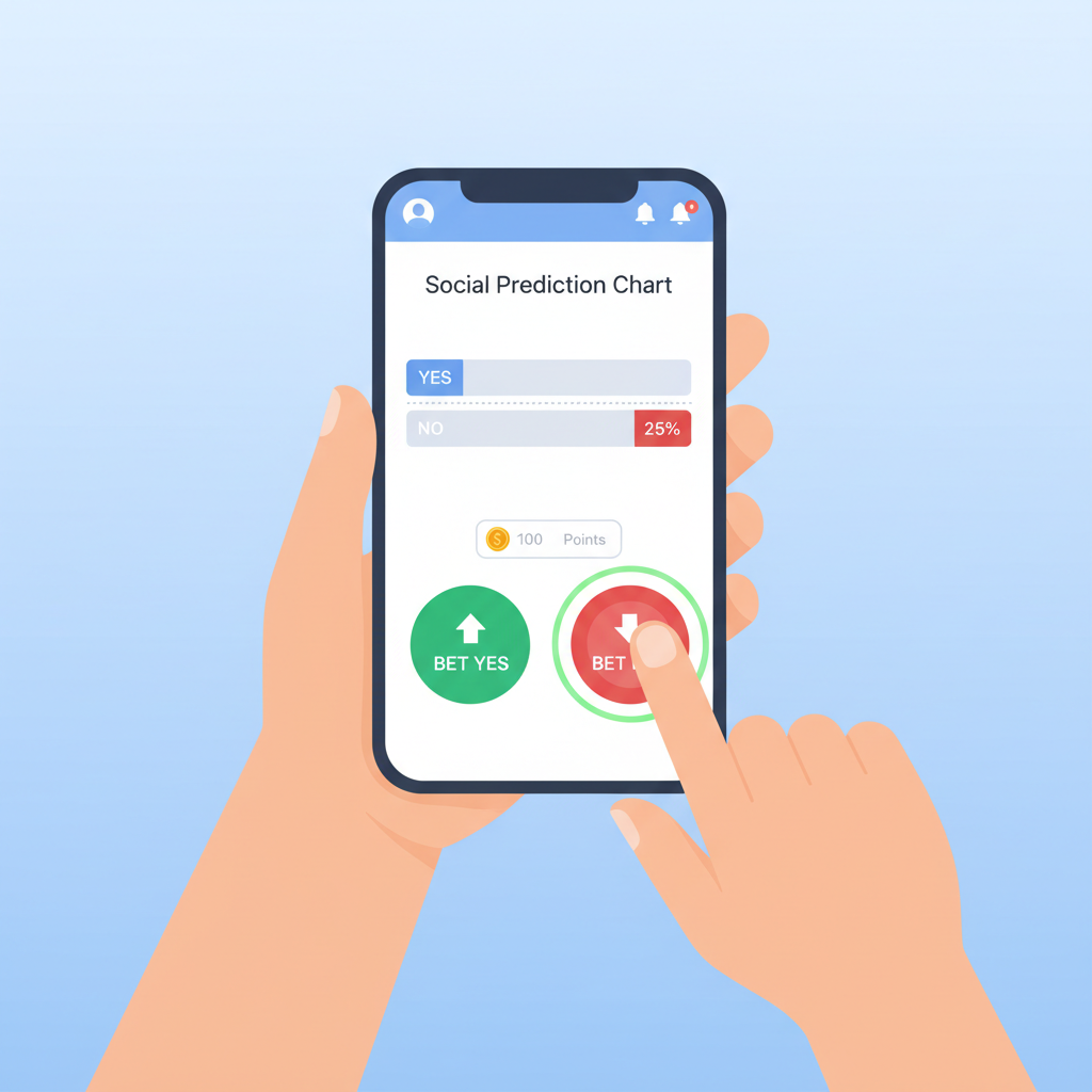 user placing bet on social media prediction chart in app